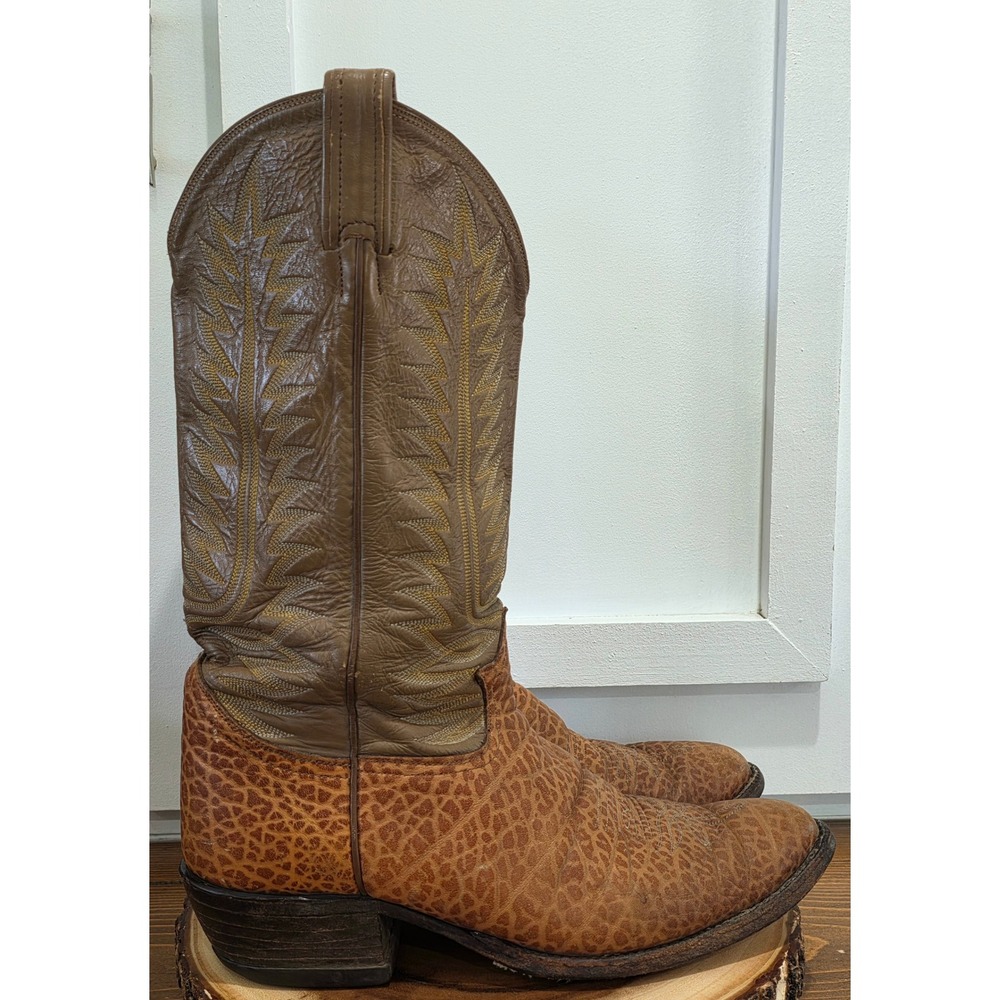 VTG RARE Tony Lama Bullhide Cognac Ranch Leather Western Cowboy Boots  10 E